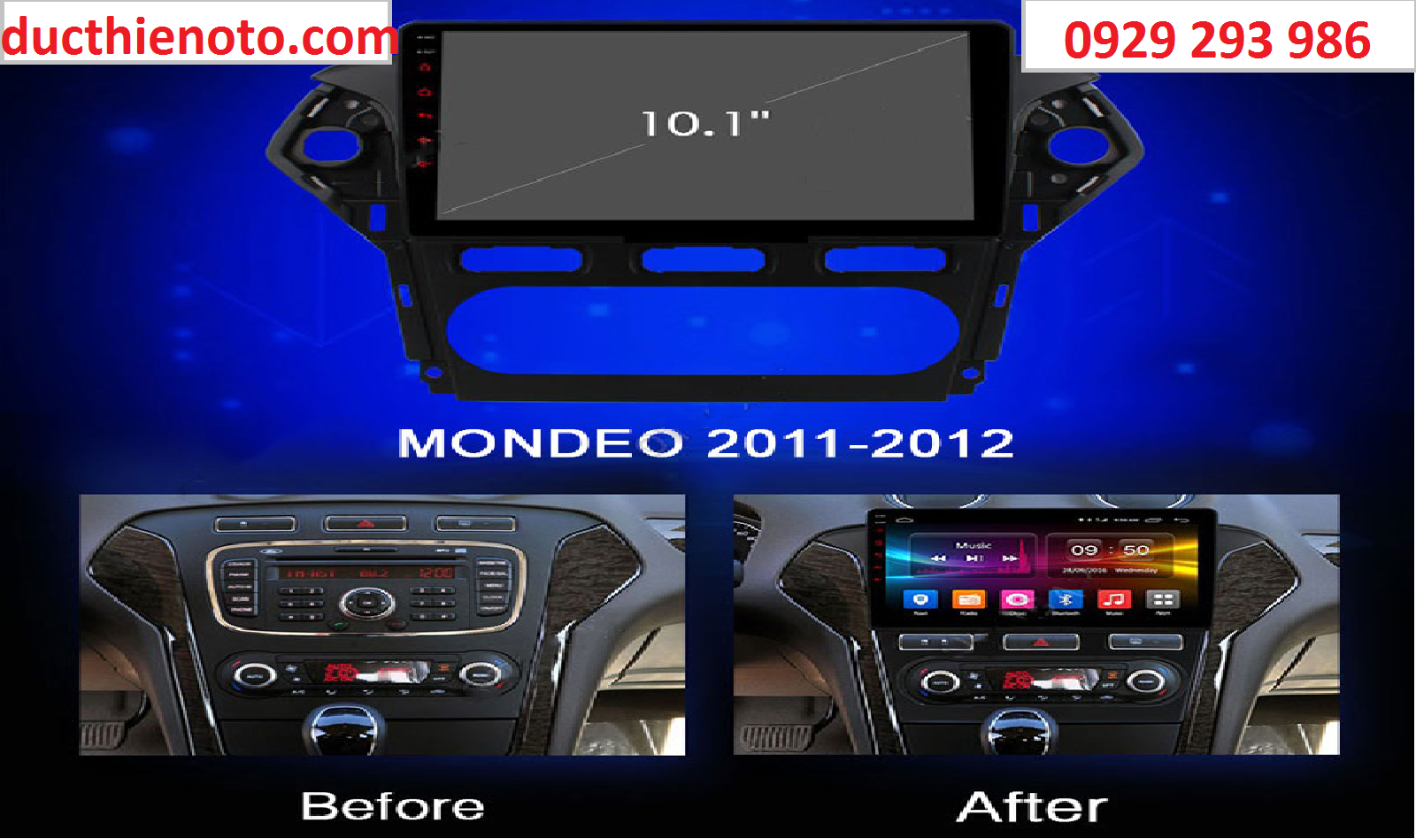 ĐẦU MÀN HÌNH ANDROID 4G XE FORD MONDEO 2011-2012